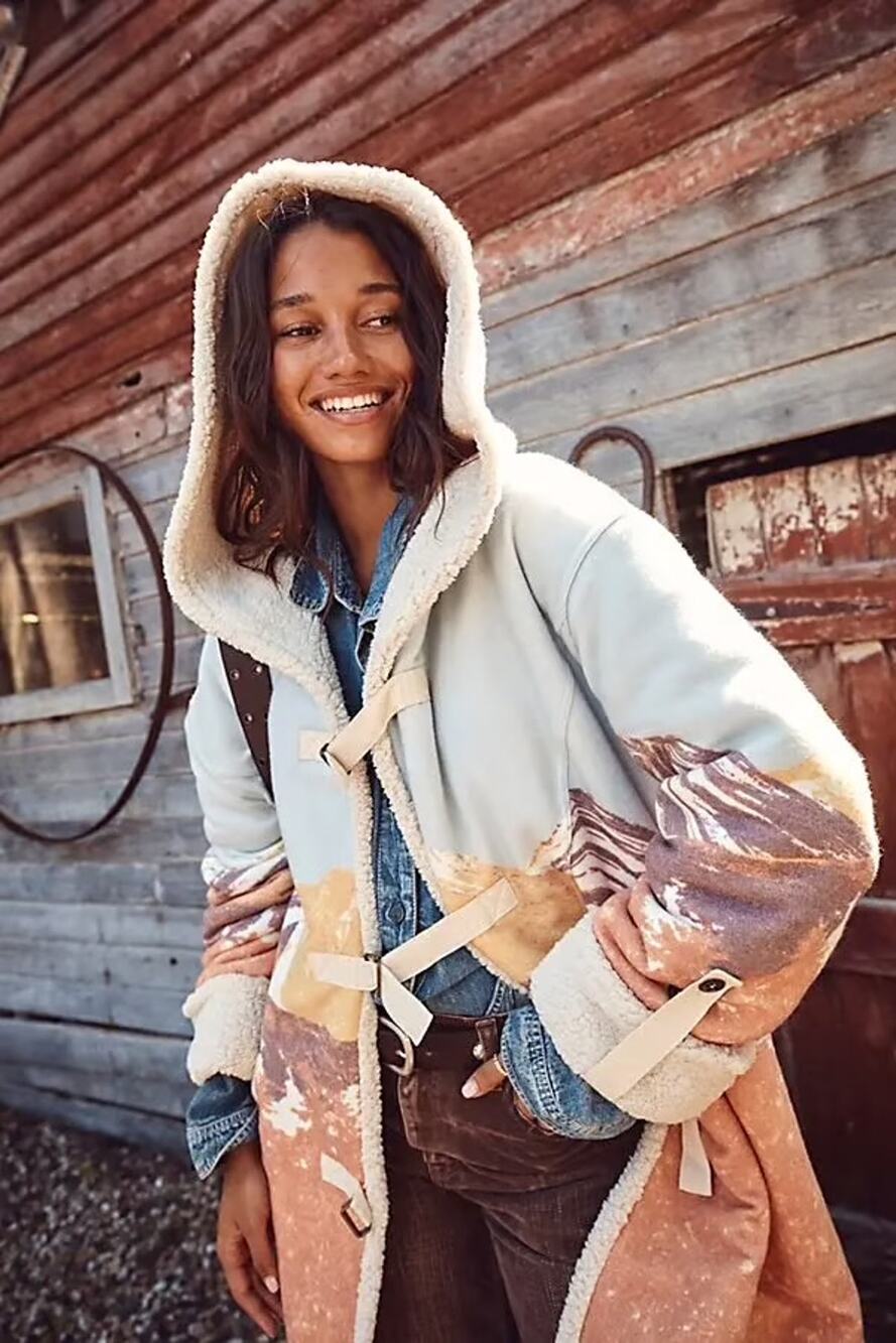 Free People Arcadia fleece landscape sweatshirt coat